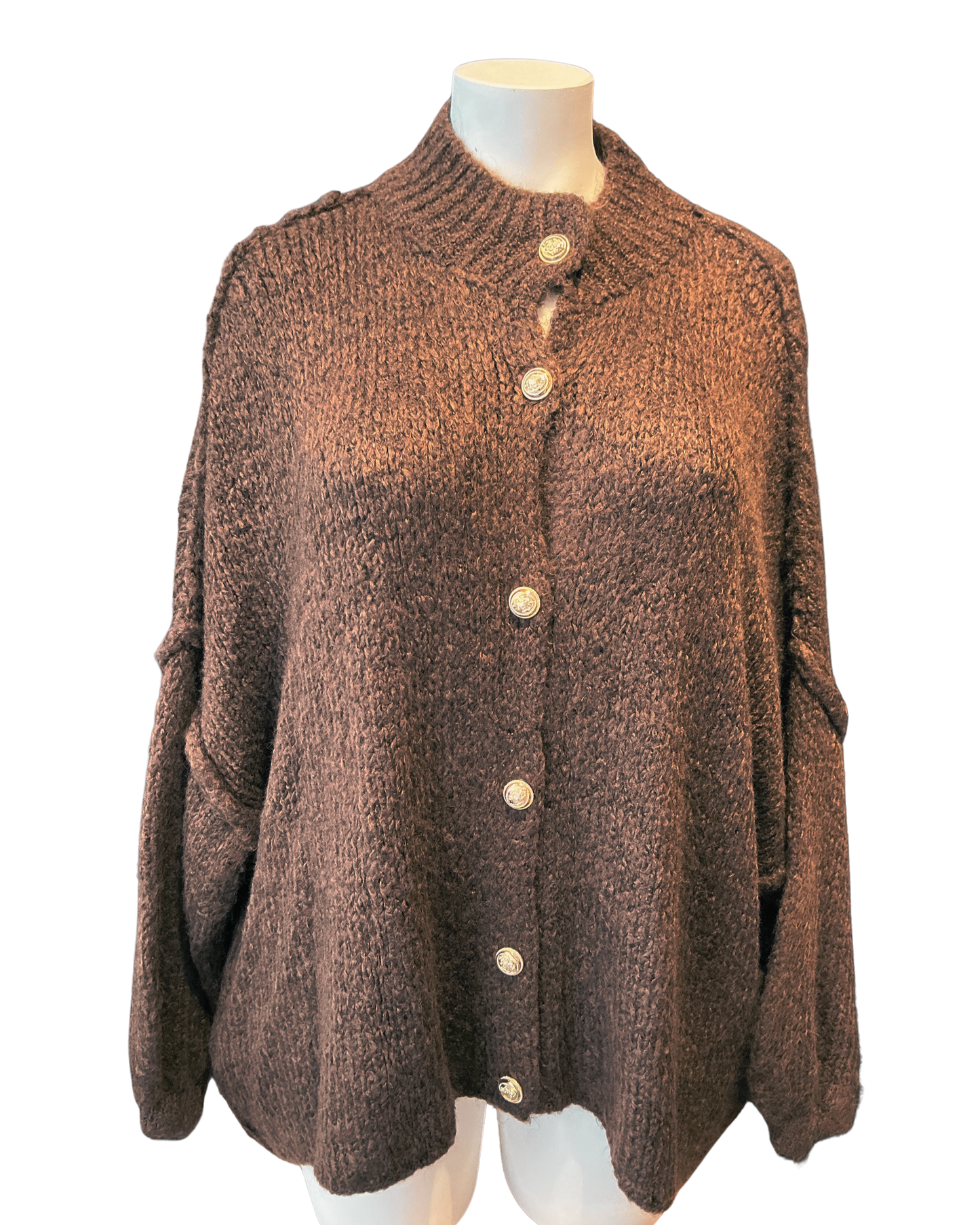 Trendige Strickjacke mit Goldknöpfen