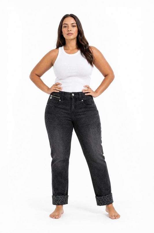 Jeans Regular Fit mit Leo-Details