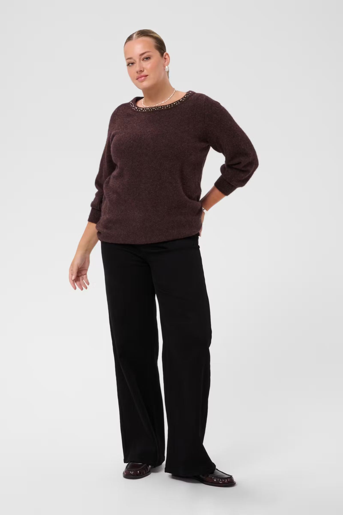 Pullover mit 3/4 Arm und Verzierungen