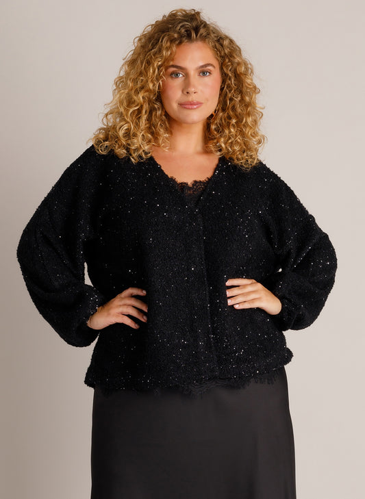 Bouclé-Jacke mit Glitzereffekt