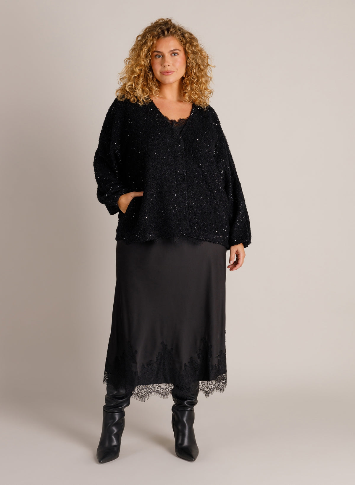 Bouclé-Jacke mit Glitzereffekt