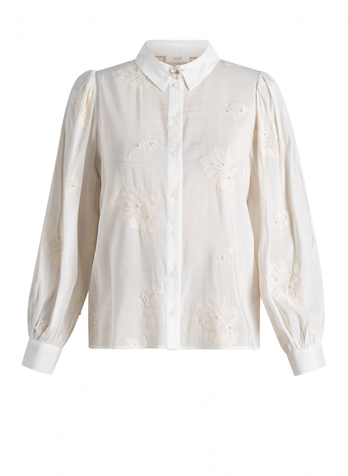 Bluse mit Stickerei und Perlendetails