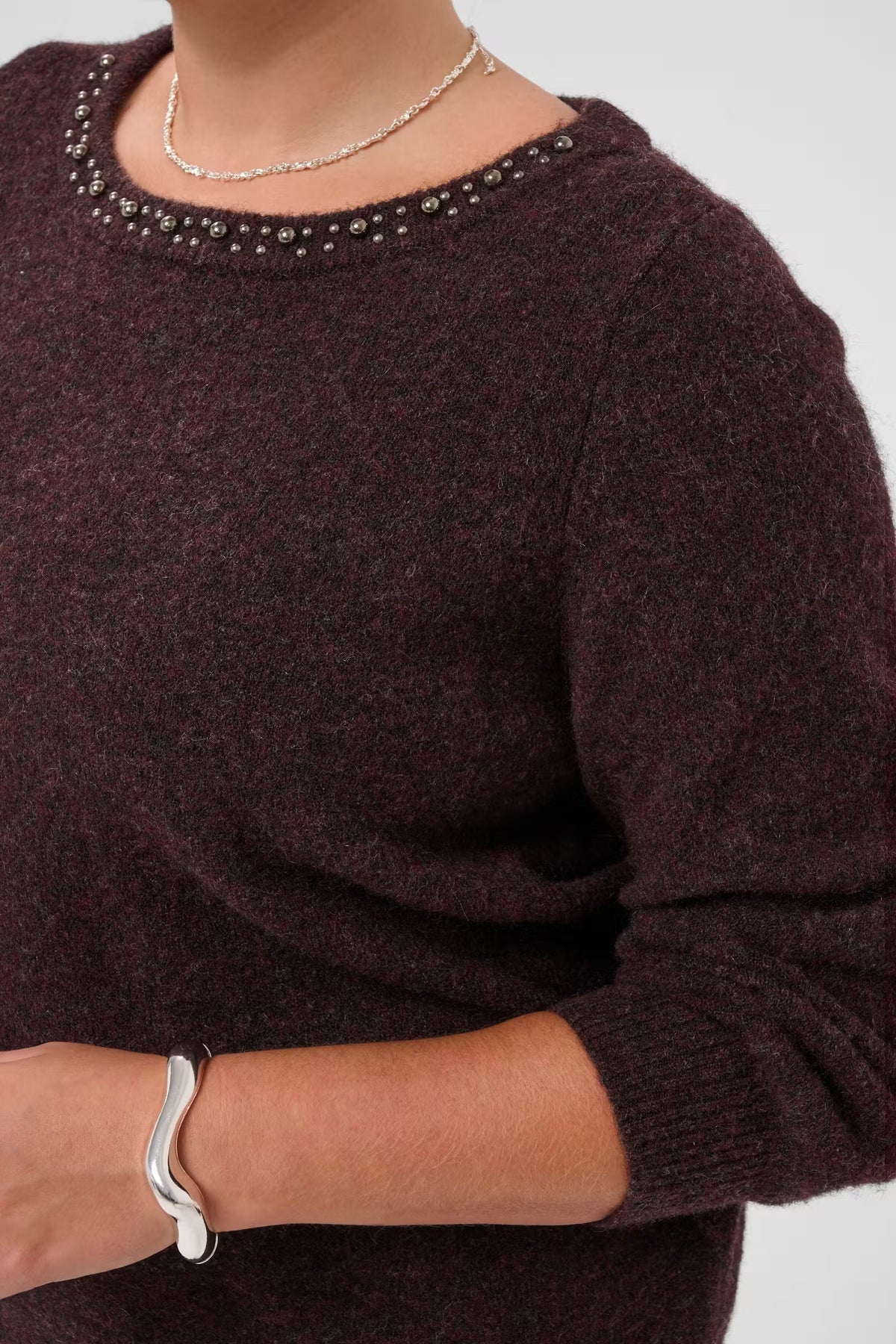 Pullover mit 3/4 Arm und Verzierungen