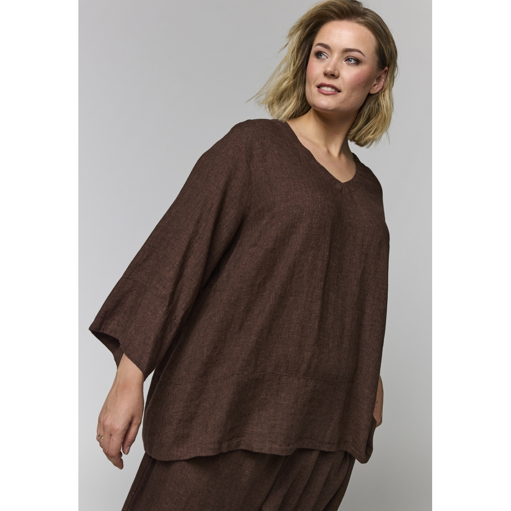 Tunika-Bluse aus Leinen-Mix