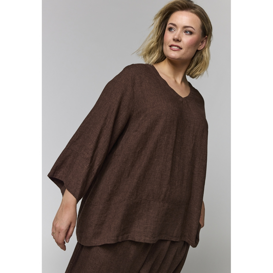 Tunika-Bluse aus Leinen-Mix