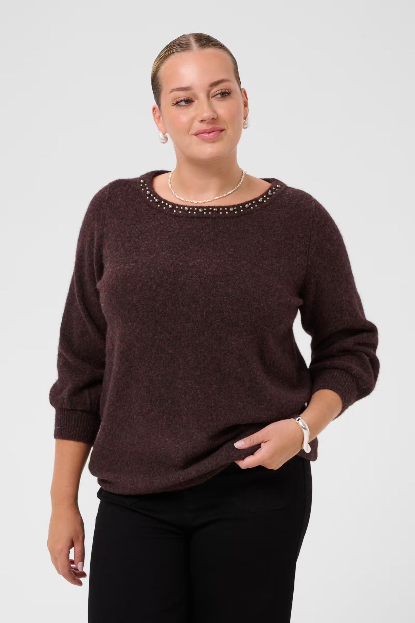 Pullover mit 3/4 Arm und Verzierungen