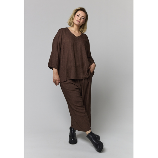 Tunika-Bluse aus Leinen-Mix