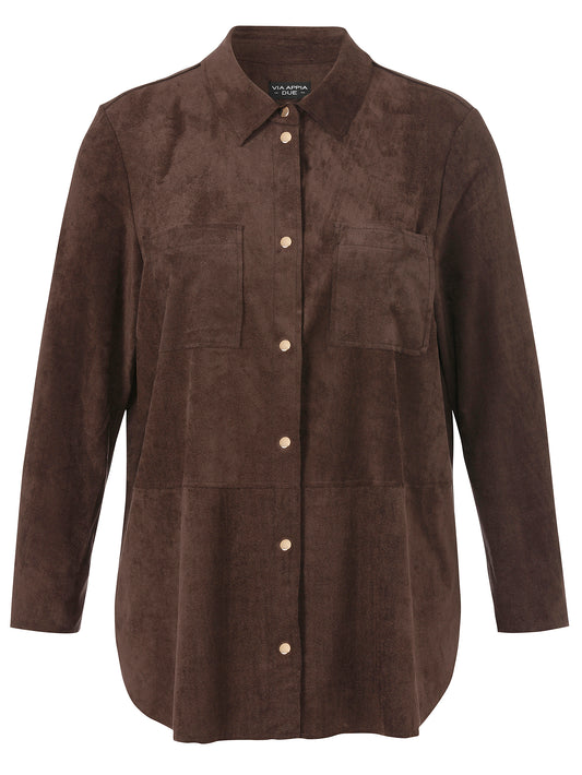 Hemd in Velours-Leder-Optik