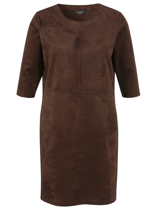 Kleid in Velour-Leder-Optik