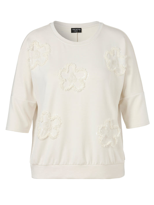 Shirt mit floralen Applikationen